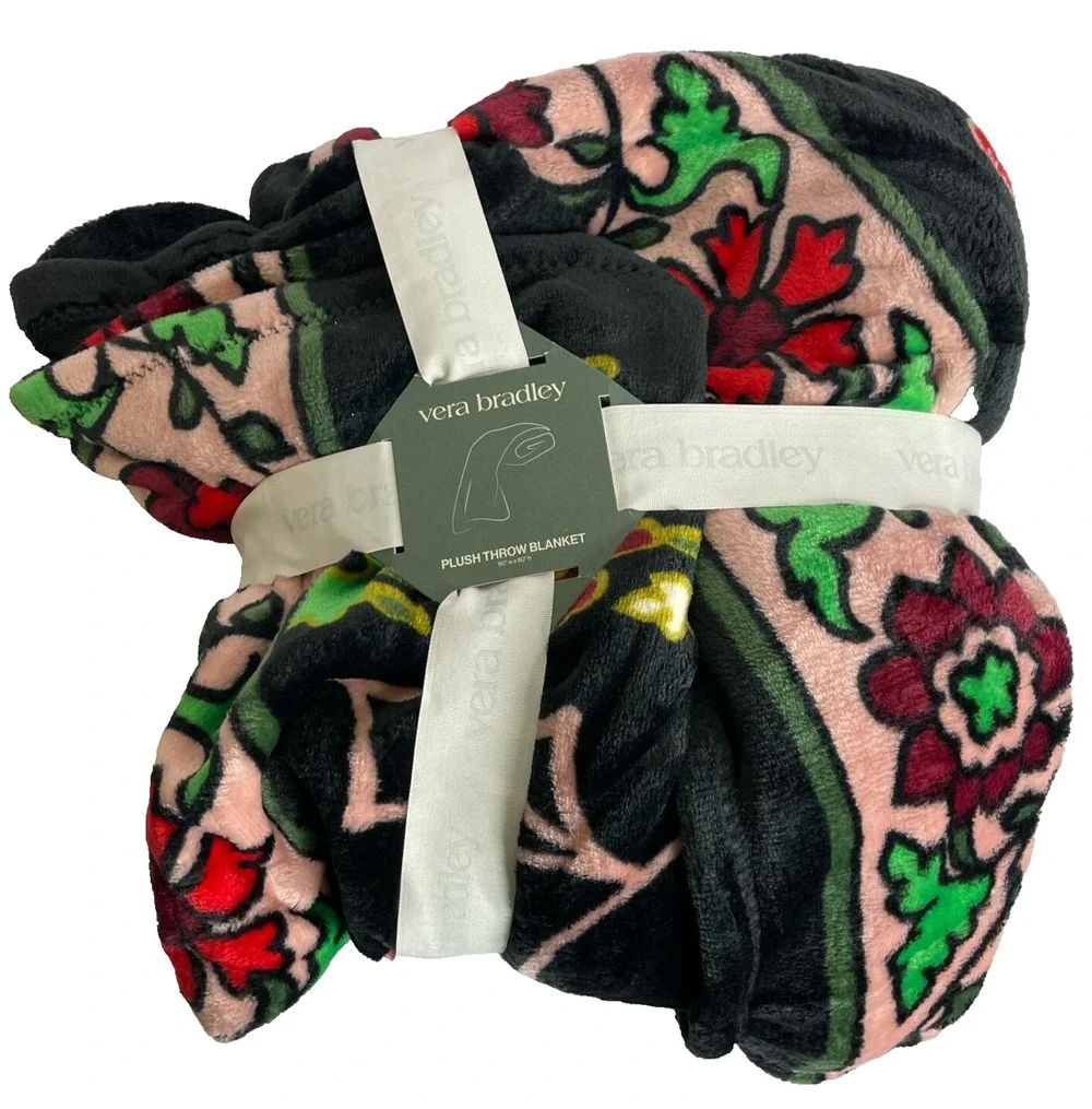 Vera Bradley Plush Throw Blanket, 50 x 80, Holly $60 New
